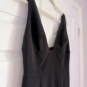 Vintage Wayne Clark black deep V midi dress - size Medium (M) *Showstopper*
